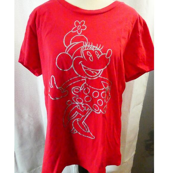 Disney Parks XL Minnie Mouse Sparkle Red T-Shirt - Picture 1 of 5